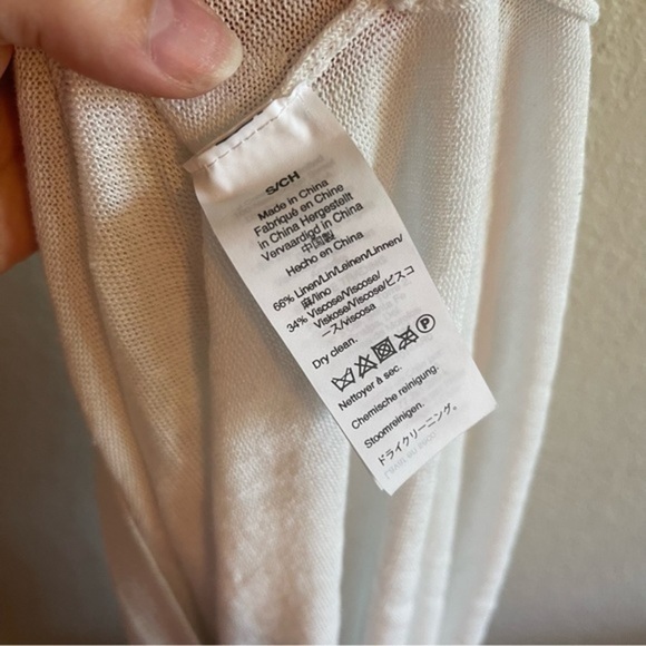 J.CREW Side Button Linen Blend V-neck Sweater in White Women's Size Small - Picture 8 of 9